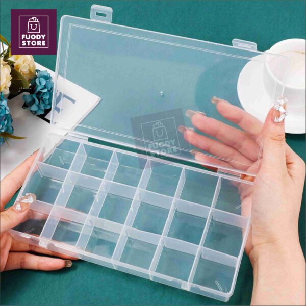Transparent Plastic Storage box 18 Slot , Adjustable Organizer Case Holder for Sewing Accessories - Image 2