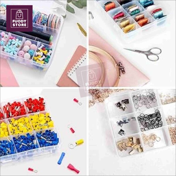 Transparent Plastic Storage box 18 Slot , Adjustable Organizer Case Holder for Sewing Accessories - Image 4