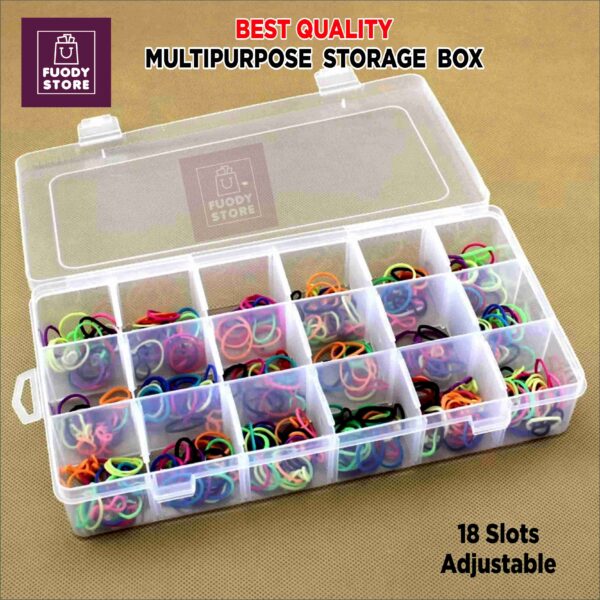 Transparent Plastic Storage box 18 Slot , Adjustable Organizer Case Holder for Sewing Accessories