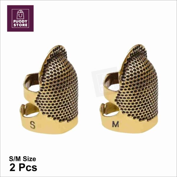 2 Pcs Sewing Thimble Finger Protector, Adjustable Finger Metal Shield Protector - Image 2