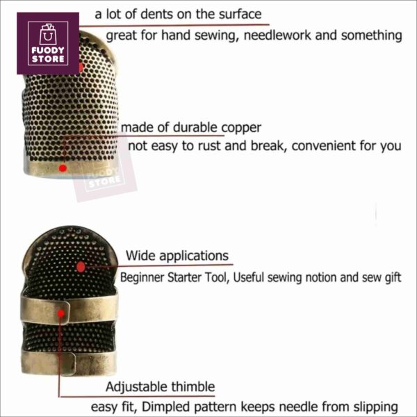2 Pcs Sewing Thimble Finger Protector, Adjustable Finger Metal Shield Protector - Image 4