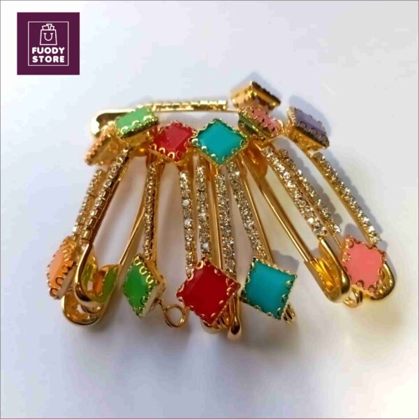 12 Pcs New Trendy Fancy Safety Pins for Hijab | Different Styles Scarf Pins For Women - Image 2