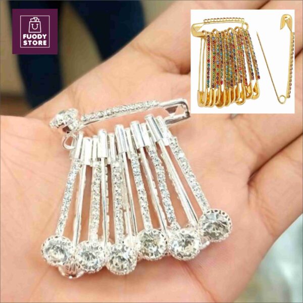 12 Pcs New Trendy Fancy Safety Pins for Hijab | Different Styles Scarf Pins For Women - Image 4