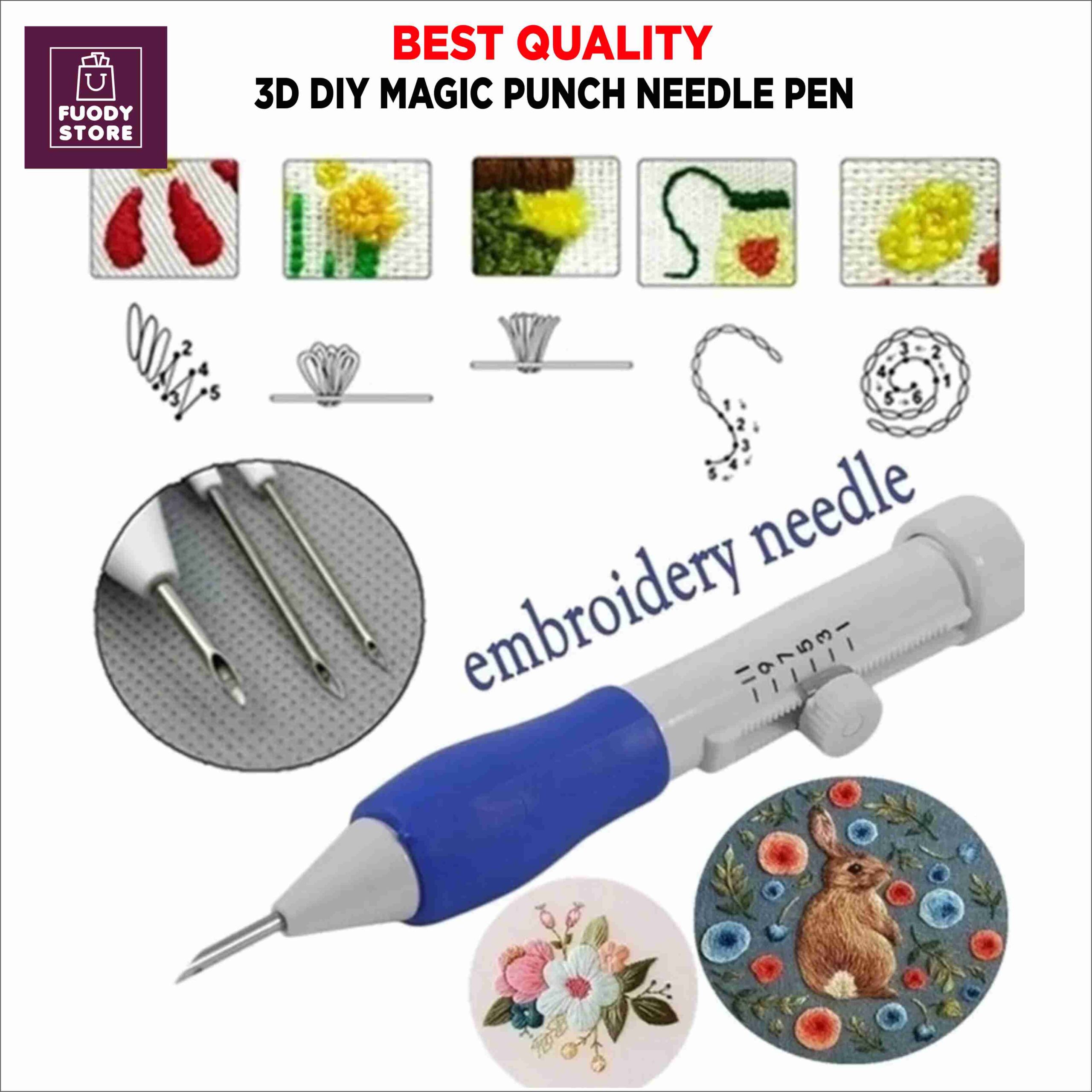 3D DIY Magic Punch Needle Pen - Complete Embroidery Kit for Clothes & Decor | All-in-One Kit
