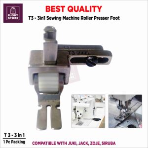 Universal T3 Roller Presser Foot 3-Way Adjustable Sewing Machine Foot for Juki, Brother, Singer