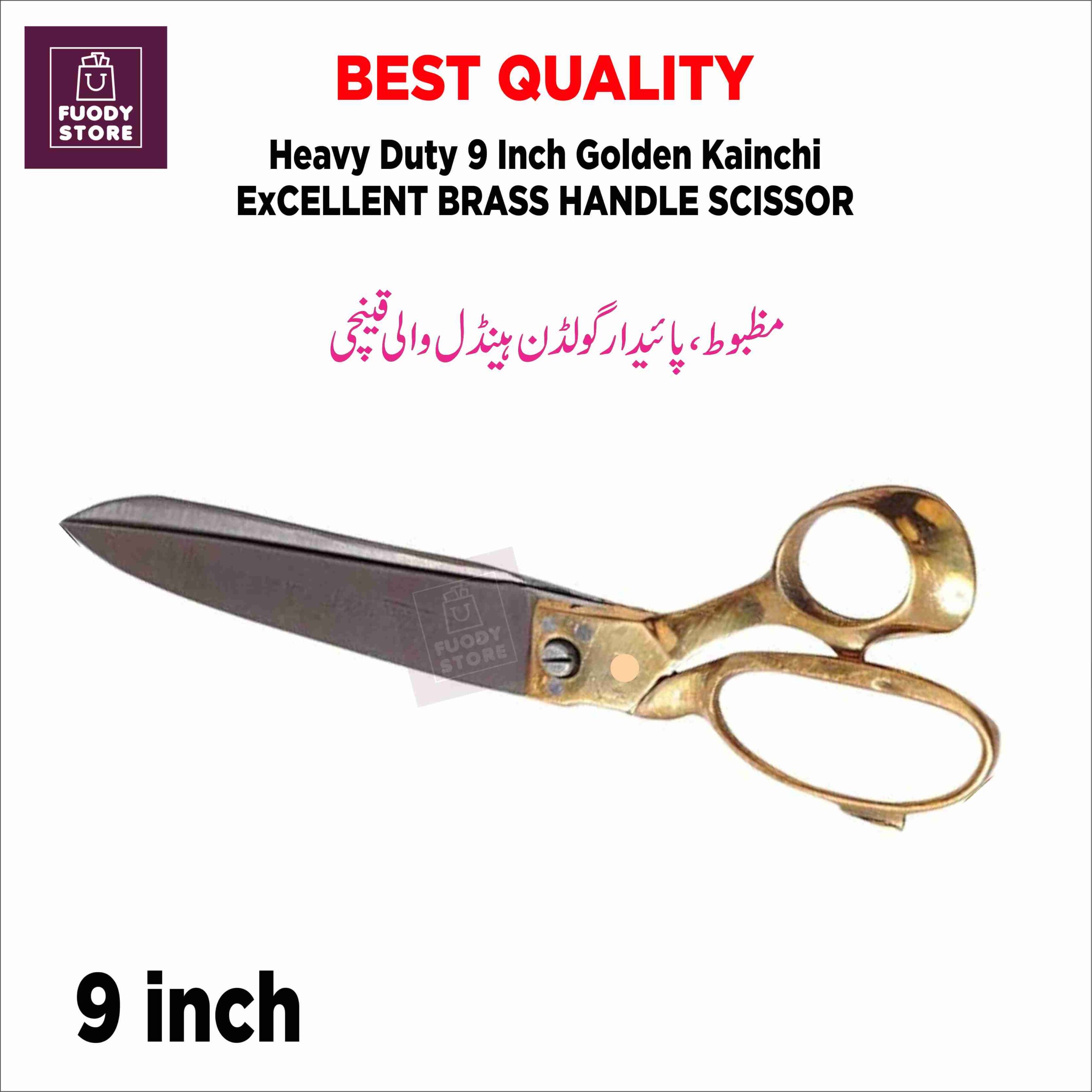 9 inch Heavy Duty Brass Handle Tailor Scissors – Premium Fabric Cutting Shears