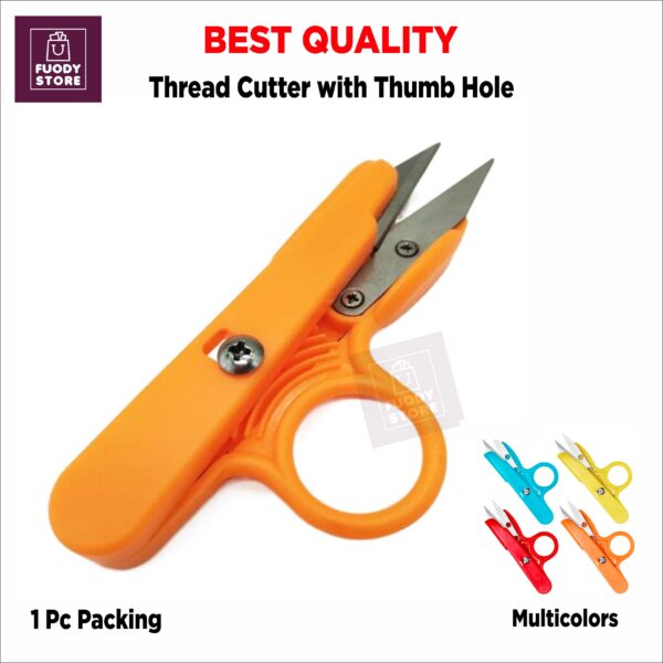 Professional Thread Cutter with Thumb Hole – U-Shaped Yarn Shear in Multicolors