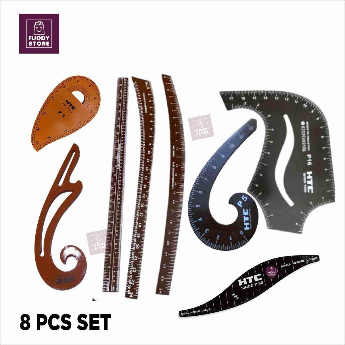 Tailoring Scale Set (8 PCS) – Premium Wooden Style Rulers for Pattern ...