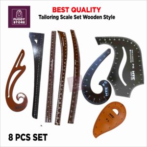 Tailoring Scale Set (8 PCS) – Premium Wooden Style Rulers for Pattern Making & Fashion Design
