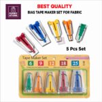 Bias Tape Maker Set (5-Piece) – 6mm, 9mm, 12mm, 18mm, 25mm – Professional Fabric Binding Tool Kit