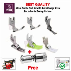 Industrial Sewing Machine Presser Foot Combo Set (6-Piece) – P36LN, P36N, P351, P363, MT18, T35 with Quick Change Screw