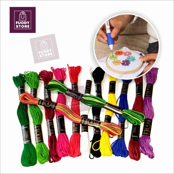 Premium Handcraft Cotton Embroidery Thread (13 Shades) For Punch Needle Kit - Image 4