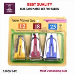 Bias Tape Maker Set Of 3 Most Used Sizes - 12mm, 18mm & 25mm Binding Tape Maker