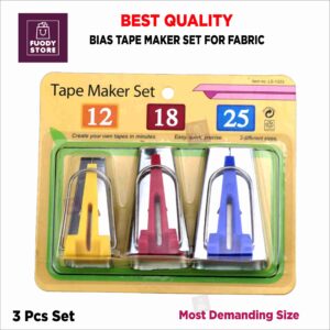 Bias Tape Maker Set Of 3 Most Used Sizes - 12mm, 18mm & 25mm Binding Tape Maker
