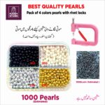 1000 Pearls + 1000 Rivet Locks Kit – 4 Colors (5mm & 6mm) for Pearl Setting Machines