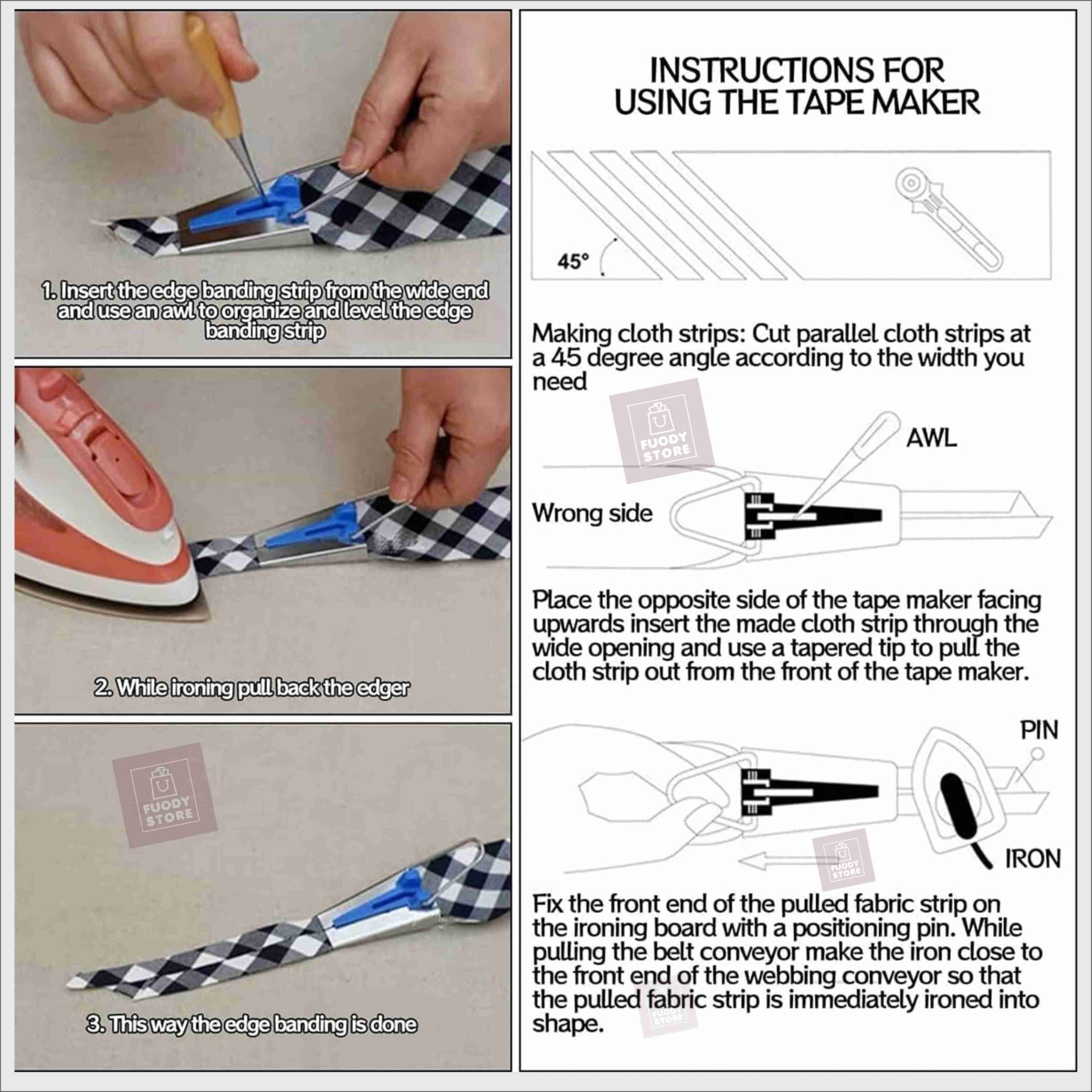 Bias Tape Maker Set  4-Size Stainless Steel Binding Tool (6mm/12mm/18mm/25mm) for Fabric Sewing & Craft DIY - Image 2