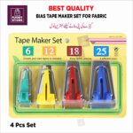 Bias Tape Maker Set  4-Size Stainless Steel Binding Tool (6mm/12mm/18mm/25mm) for Fabric Sewing & Craft DIY
