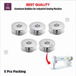 5pcs Aluminum Bobbins Kit (25mm) Metal Sewing Machine Bobbins for Industrial & Domestic Machines