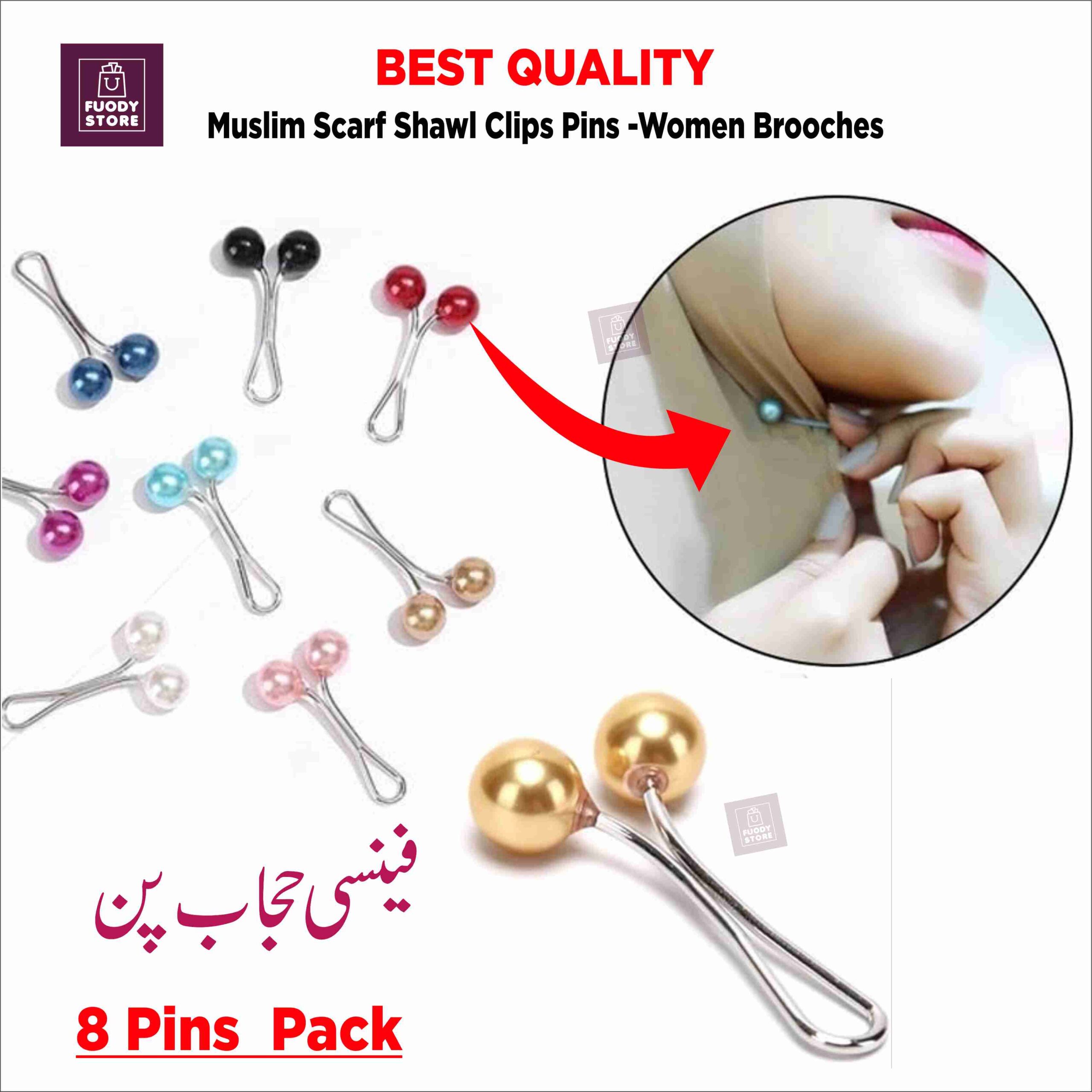8 pcs Multicolor Scarf Pins Clips Fancy – U-Shaped Hijab Scarf Clips for Women Brooches