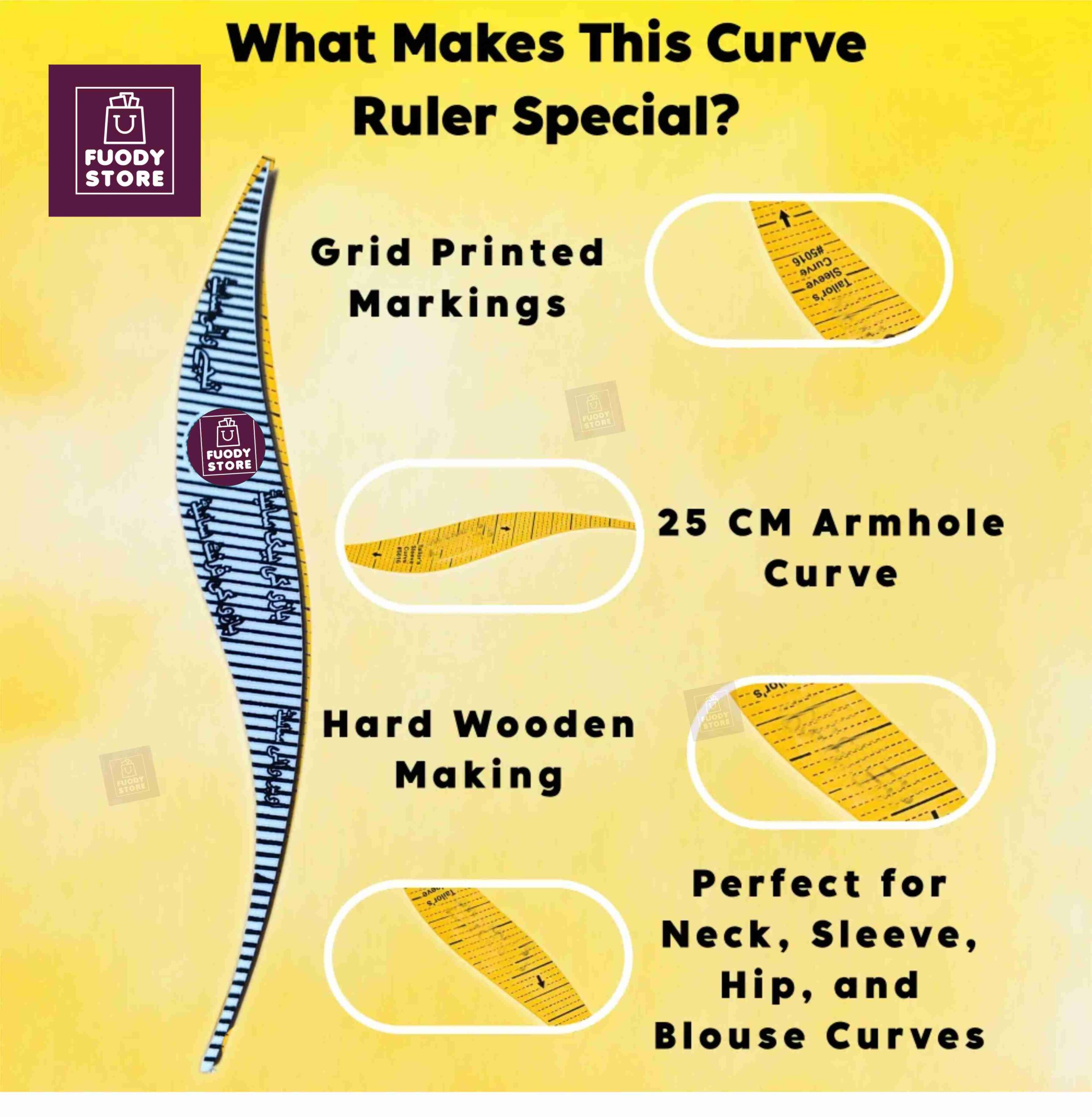 Sleeve Armhole Scale Curve Ruler – 25cm French Curve Scale for Sleeve, Neck & Blouse Pattern Making - Image 4