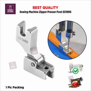 S518NS Industrial Sewing Machine Invisible Zip Foot | Fit for Brother, Singer, Juki, Janome, Toyota & More