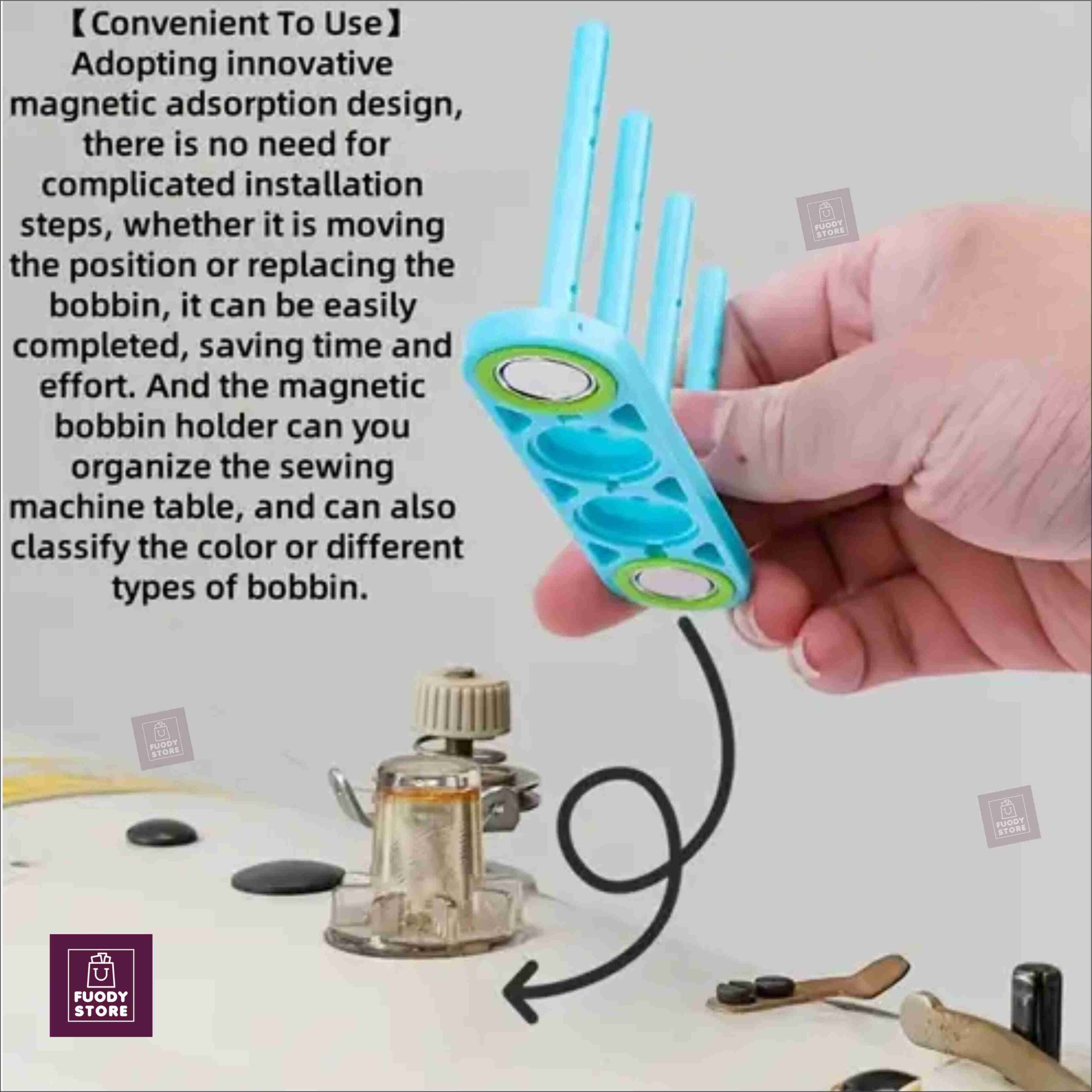 Magnetic Bobbin & Thread Organizer (5-Column) – Plastic Storage Rack for Sewing Machine Accessories - Image 2