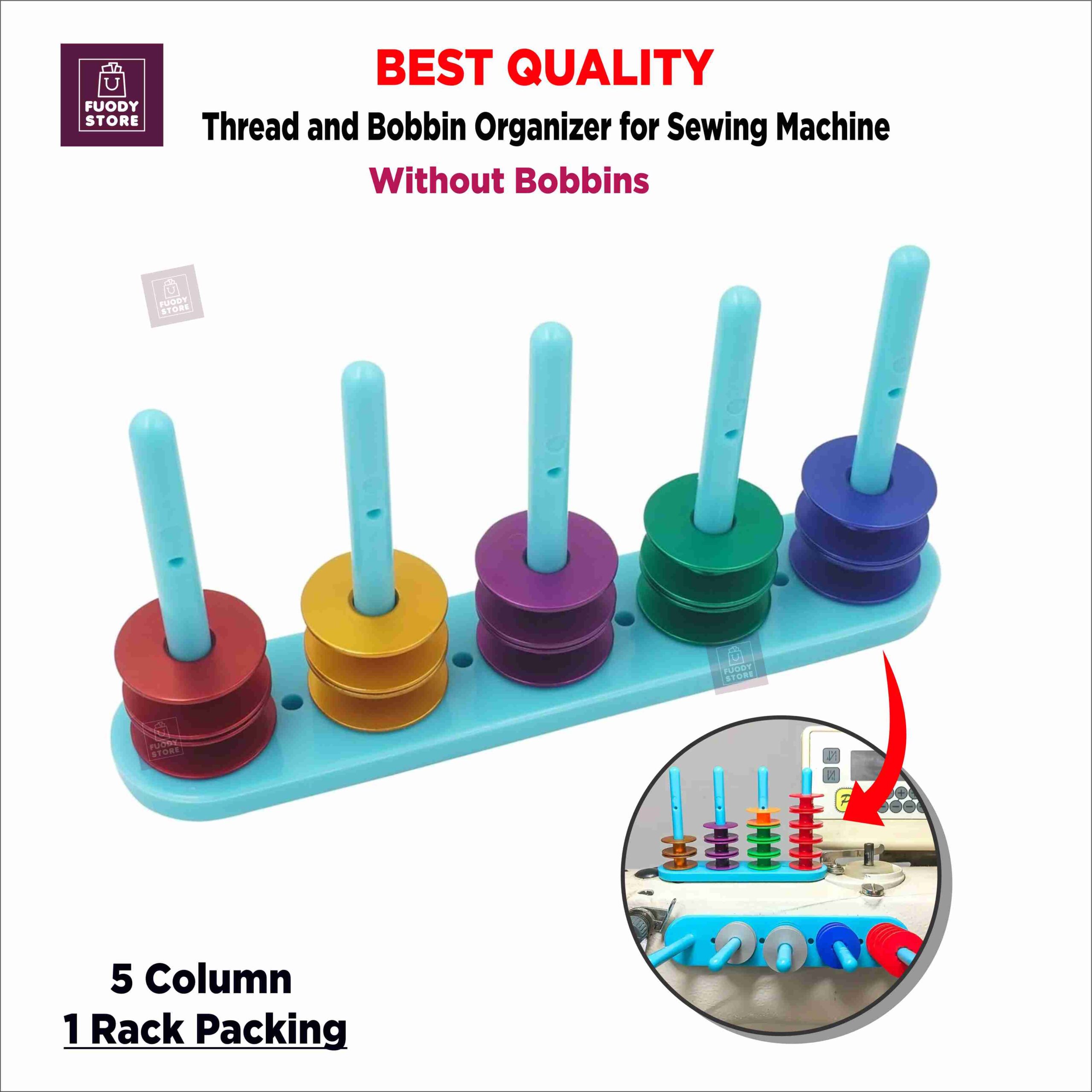 Magnetic Bobbin & Thread Organizer (5-Column) – Plastic Storage Rack for Sewing Machine Accessories
