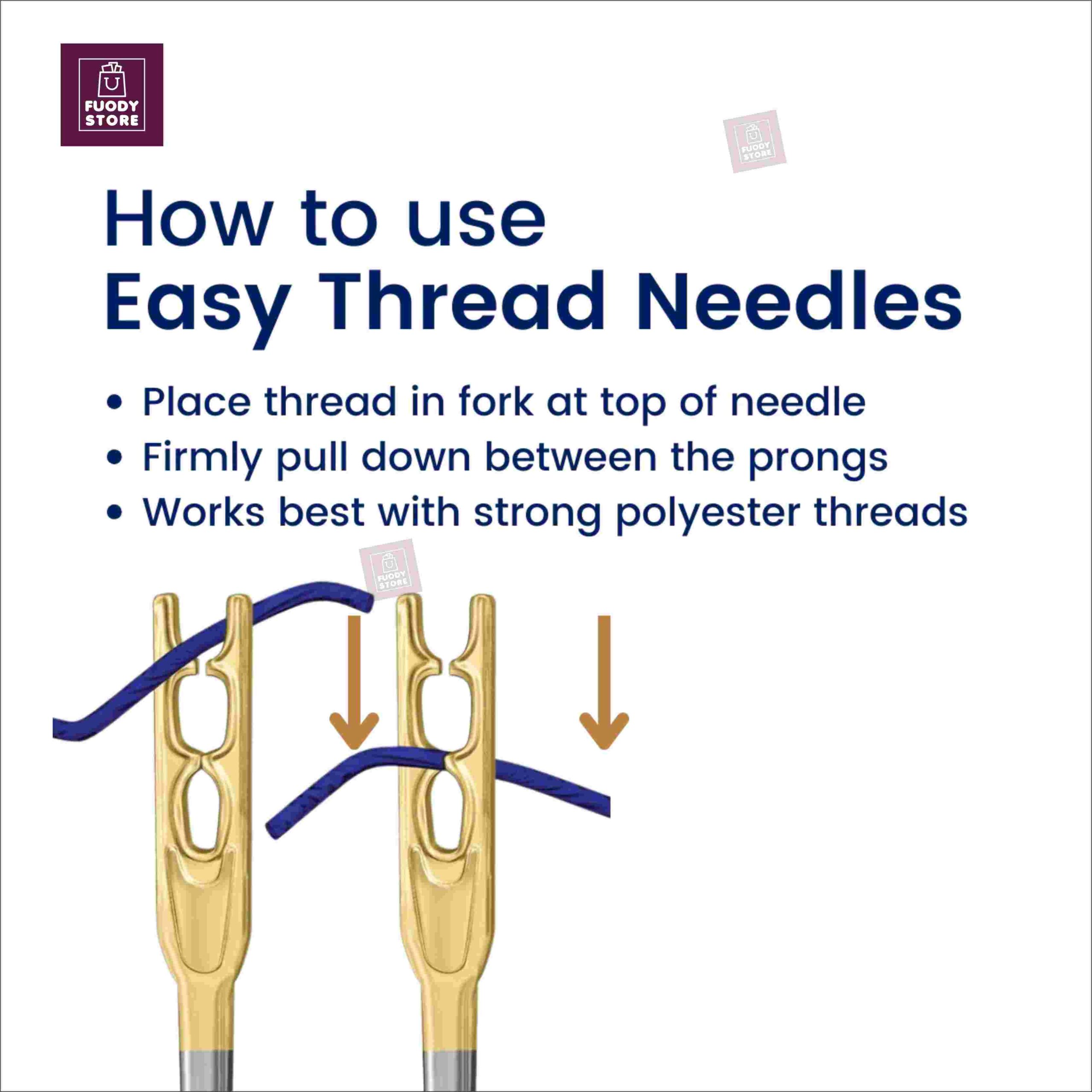 12 Pcs Hand Stitch Assorted Needles – Self-Threading Needles for Sewing, Embroidery & DIY Needlework - Image 2