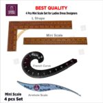 4 Pcs Professional Tailoring Kit for Ladies Dress Designers ( Armhole , French Cutting, L Shape , Straight Scale