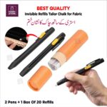Invisible Tailors Chalk for Fabric Marking | 2 Chalk Pens with 20 Refills ,Fabric Marker for Tailors