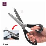 9" Stainless Steel Zig Zag Scissors | Fabric & Leather Cutting Shears with Comfort Grips (Black & Red) - Image 2