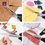 9" Stainless Steel Zig Zag Scissors | Fabric & Leather Cutting Shears with Comfort Grips (Black & Red) - Image 3