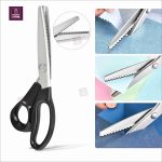 9" Stainless Steel Zig Zag Scissors | Fabric & Leather Cutting Shears with Comfort Grips (Black & Red) - Image 4
