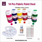 14 Pcs Best Fabric Paint Deal Complete Fabric Painting Kit with 6 Colors, Binder, Brushes & Tray