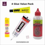 4 Glue Deal Pack | Fabric Glue Set UHU + B6000 + Glue Stick + Fevicryl | Best Value Combo Pack