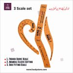 3 Pcs Scale Set for Beginners Ladies Tailors | French Curve, Armhole Sleeve Cutting & Side Fitting Scale