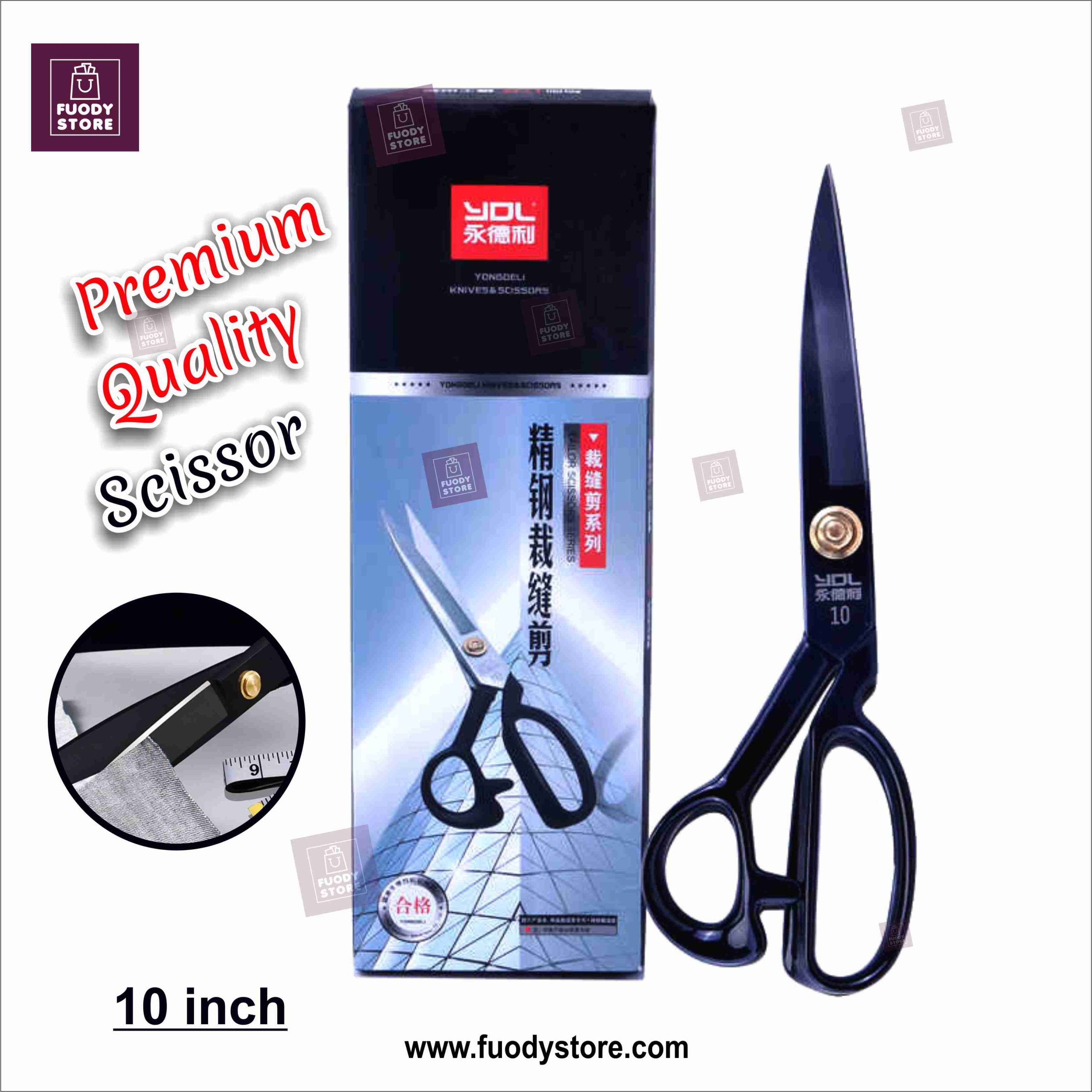 YDL 10 Inch Professional Tailoring Scissors – Heavy Duty Stainless Steel Black Imported Shears YDL 10 Inch Professional Tailoring Scissors Heavy Duty Stainless Steel Black Imported Shears | Premium Scissor for dress cutting - Image 1